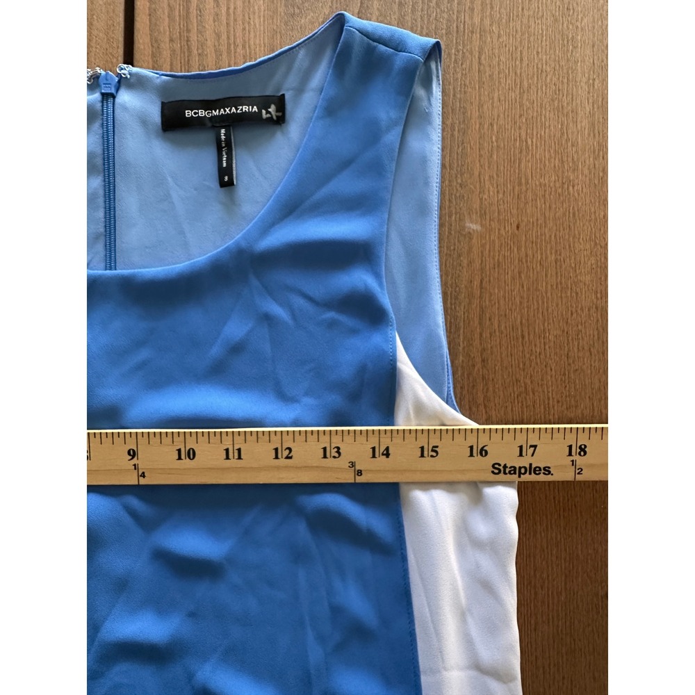 BCBGMAXAZRIA Womens Haley Tank Blue White Colorblock Tiered Dress Size 8 - Picture 6 of 9